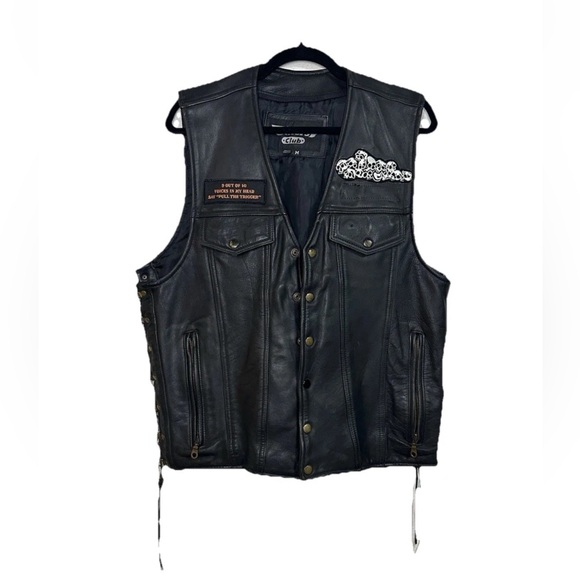 Bikers Club Leather Patchwork Biker Vest Made In Pakistan Medium Motorcycle